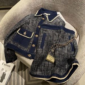 Two Piece Dress Dress Sets Short Tweed Jacket Chic Lapel Denim Coat Two Piece Sets Womens Outifits Spring Autumn Mini Skirts Jeans Y2k 230908