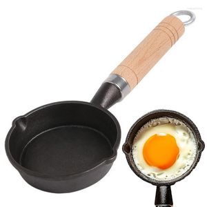 Pannor Mini Iron Pot Small Egg med dubbla dropp-spouts Hållbart hem Förskyddade kökpannpanna Köksredskap för stekägg Olja