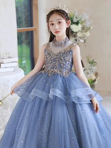 Luxury shiny Ball Gown Flower Girl Dresses For Wedding Beaded Lace Appliqued Toddler Girls Pageant Dress bling Prom Gowns Girls Pageant Dress Kids Communion Gowns