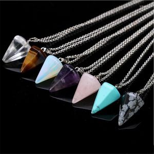 Hänghalsband Hexagonal Column Quartz Pendants Fashion Natural Stone Crystal Halsband för kvinnors smycken