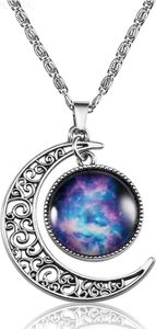 Pendant Necklaces Lcbulu Galaxy Crescent Pendant Necklace for Women and Girls 18 inches L230824