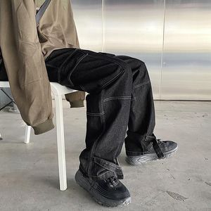 Homens novos rasgados casuais calças de brim magros calças de moda marca homem streetwear carta impressa angustiado buraco cinza denim calças