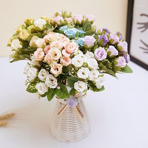 Decorative Flowers 10 Bouquets Silk Rose 28cm Artificial Mini DIY Wedding Centerpieces Bridal Shower Party Home Decorations