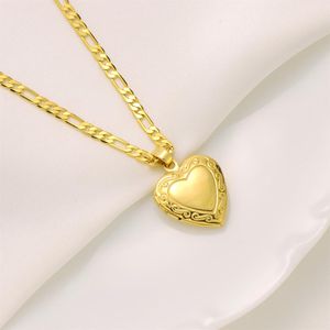 Ожерелье-цепочка Figaro из желтого золота 22 карата с ОТДЕЛКОЙ, итальянское звено, подвеска в форме сердца, 248p