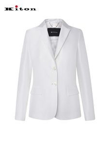 Blazers femininos primavera kiton branco pérola seda algodão misturado terno