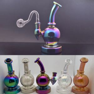 New Arrival Nano Plating Glass Oil Burner Bong Water Pipe Colorful Smoking Dab Rig Ash Catcher Hookah with 14mm Male Glass Oil Burne LL