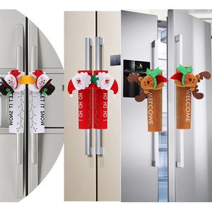 Christmas Decorations Fridge Handle Covers Santa Claus Microwave Oven Dishwasher Door Cover Xmas Party Year Decoration Noel 230907