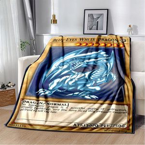 Blankets Anime Yu Gi Oh Card Throw Blanket Blue Eyes White Dragon Anime Cartoon Soft Plush Blanket Bedroom Bedspread Home Decor 230908