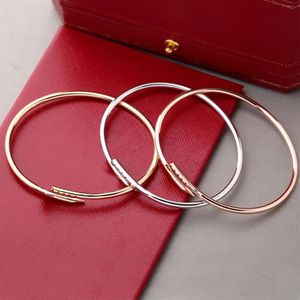 Nuovo braccialetto di design di lusso Bracciale per unghie più sottile da 3 mm Bracciale unisex di moda Bracciale per coppia Bracciale in acciaio al titanio dorato Gioielli Regalo di San Valentino