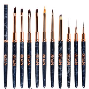 Nail Art Brushes Set Gel Polish Painting Marbled Acrylic UV Extension Liner Pen Drawing Manicure Tool Kit 230408