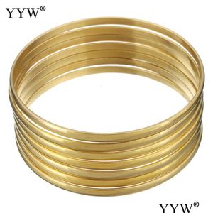 Bangle Fashion Roman Style Rostfritt Steel Gold Color Lover Charm Armband för kvinnor Brand Wide Cuff 7pcsSet 230215 Drop Delivery Jewe DHD04