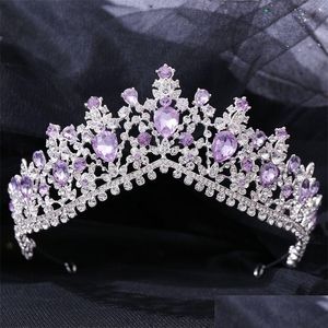 Cabelo Jóias Kmvexo Vintage Sier Cor Roxo Tiaras Coroas Headbands Noiva Festa Diadema Ornamentos De Noiva 221109 Drop Delivery Hairje Dhgjp