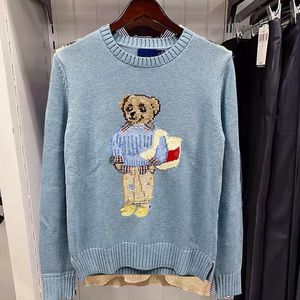 25 T-shirt wysokiej jakości Polos z małym haftem niedźwiedzi 100% czystej bawełnianej dzianiny damskiej okrągła szyja sweter