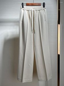 Pantaloni da donna Donna Gamba dritta Microelastico Autunno Casual Pantaloni a gamba larga Fondo invernale Vita elastica corta Gamba larga Drappeggio forte