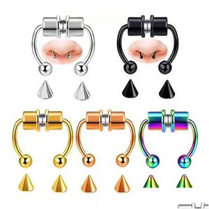 Party Favor Anneau de nez en acier inoxydable Faux Piercing Anneaux magnétiques Hommes et Qomen Mode Bijoux Drop Livraison Maison Jardin F Dhgarden Dhgz7