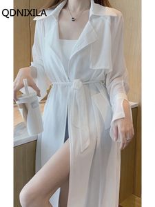 Women's Trench Coats Summer Ultraviolet proof Coat for Women Korean Fashion Thin Style Shirt Blouse Top Autumn Clothing 230908