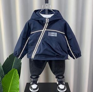 kids designer jacket boy spring autumn Reflective strip hooded jackets children coat