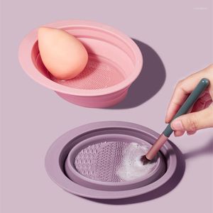 Makeup Brushes Silicone Brush Washing Bowls Pads Cleaning Puffs Beauty Tools Scrub Board