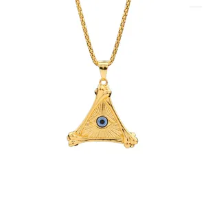 Pendant Necklaces Devil's Eye And Evil Bone Triangle Punk Vintage Dominant Men's Necklace Creative Party Style Personalized Accessories