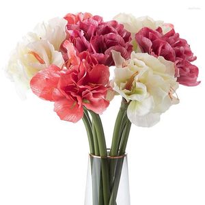 Dekorative Blumen, fühlen sich echt an, künstliche Amaryllis-Blume, für Zuhause, Tisch, Hochzeit, Dekoration, PU, gefälschte Deko, simuliert