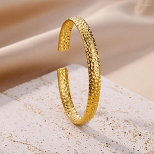 Bangle Glod Color Stainless Steel Strike Marks Bracelet For Women Men Oil Pressure Opening Adjustable Jewelry Birthday Gift