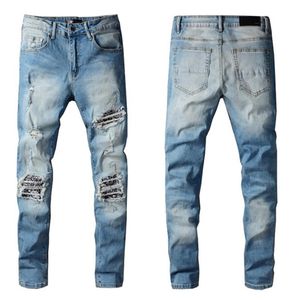 Nuovi arrivi Jeans da uomo Designer Bianco Off Riflessione della luce Fit Arrivo Biker Jeans Distressed Diamond Stripes Pantaloni di alta qualità 2927