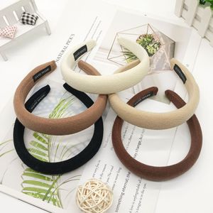 New high skull top hair band, Korean version milk coffee color, wide version, thickened sponge press hair band, simple and elegant headwear