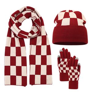 Scarves Fashion Winter Women Wool Hat Scarf Gloves 3pcs Set Men Women Knitted Hats Caps Neck Warmers Gloves 230907