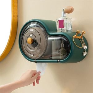 Toalettpappershållare Creative Snail Tissue Storage Box väggmonterad multifunktionell ansiktshandduksarrangör för kök badrum294s