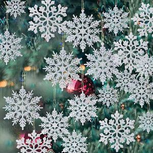 Decorações de Natal 10 Pçs / lote Flocos de Neve Falsos Xmas Árvore Pendurada Ornamento Simulação Gelo Festa de Inverno Ano Decoração Icicle 230907