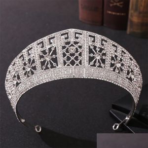 Hair Jewelry Baroque Sier Color Crystal Queen Big Crown Bridal Tiara Women Beauty Pageant Diadem Accessories 220831 Drop Delivery Hai Dhl7G