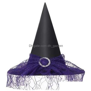 Party Hats Halloween Witch Hat Mesh Festlig dekoration Adt Children Costume Props Cap Delivery Home Garden Supplies Dhgarden Dhkmm