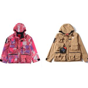 mens designer jacket letter embroidery hooded mountaineering jacket multi pocket multifunctional outdoor mens coat fashion cold proof warm couple casual jacket