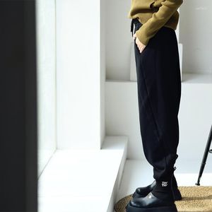 Pantaloni da donna MICOCO K1580C Pantaloni sportivi coreani a vita alta elasticizzati con etichetta taglio obliquo