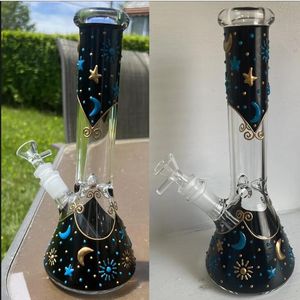 Im Dunkeln leuchtende Glas-Wasserbongs, Wasserpfeifen, Rauchpfeifen, Dab Rigs, Bubbler, Heady Bong, Downstem Perc mit 14 mm Schüssel