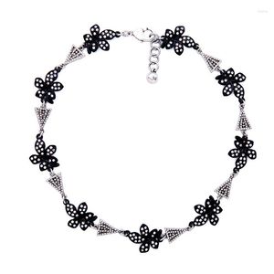 Choker Trendy Black Crystal Flower Necklace Design Fashion Jewelry Statement For Women Bijoux Accessories