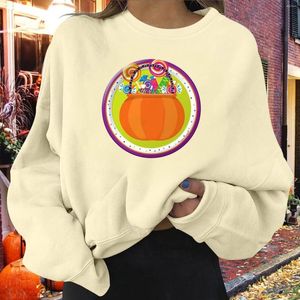 Kvinnors hoodies Halloween Personlig tryckt tröja Löst kortärmad svetttröjor Kvinnor Långärmad mock Pullover Quarter Zip