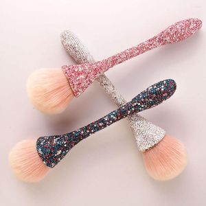 Makeup Brushes Diamond Handle Bling Soft Loose Paint Cleaning Manicure Tool Nail Dust Brush Art