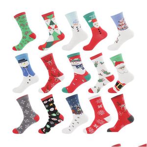 Party Decoration 15 Style Christmas Socks Cotton Cartoon Printing Sport Stretch Stocking Winter Warm Gift Supplies Drop Del Dhgarden Dhl7e