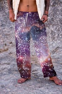 Calças masculinas primavera moda calças retas elástico cordão design bolso frontal céu estrelado gráfico 3d impresso conforto macio
