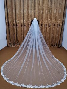 Bridal Veils Real Pos White/Ivory Wedding 5 Meters Long Comb Lace Mantilla Cathedral Veil Accessories Bride Veu