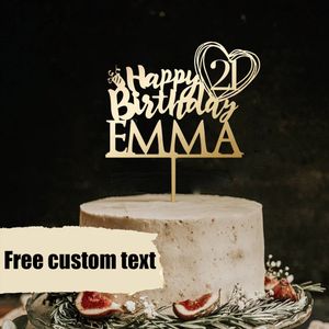 Altri articoli per feste per eventi Topper per torta personalizzato Specchio acrilico Lettera Decorazione per torta Nome e data personalizzati Decorazione per torta di buon compleanno in oro per matrimonio 230907