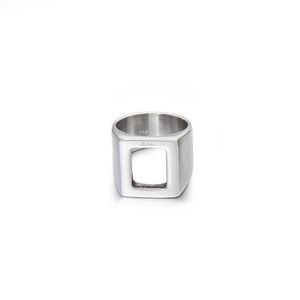 2021 minimalist ins square hollow ring men's cold hip hop personality retro index finger titanium steel accessories1893
