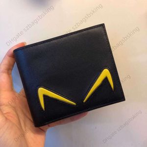 Klassisk mäns plånbok designer ny vikning kort plånbok högkvalitativ svart och gul kort kortväska