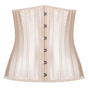 Kvinna satin snörning midja cincher korsett kropp shaper sexig 24 stål ben midje kontroll underbust korsetter bustiers272b