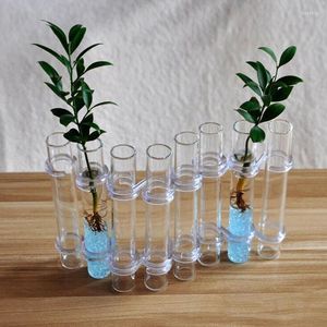 Vasos Articulado Vaso de Flor Alta Transparência Vidro com Gancho e Escova Tubo de Ensaio Recipiente Planta Hidropônica