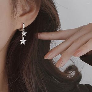 Dingle örhängen mode Tassel Cubic Zirconia Flower Charm Drop Earring For Women Girls Wedding Party Jewelry EH972