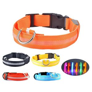 Hundhalsar Leases S/M/L Luminous Pet Night Safety Flashing Glow Leash LED Fluorescerande krage Tillbehör Drop Delivery Home GA DHGARDEN DHUL1