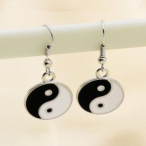 Baumelnde Ohrringe, modisch, Yin-Yang-Tai-Chi-Acht-Trigramme-Muster, runder Tropfen für Frauen, Statement-Schmuck, Vintage-ethnischer Haken