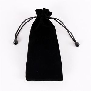 Newly Purple And Black Long Velvet Bags 7 5x18cm Drawstring Gift Pouches Favor Comb Lipstick Storage High Quality Bags 25pcs lot173Q